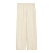 Wijde Linnen Broek Max Mara Weekend , Beige , Dames