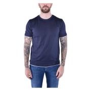 Giza Cotton Crew Neck T-Shirt Eleventy , Blue , Heren
