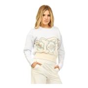 Witte Katoenen Crewneck Sweater met Print Jijil , White , Dames