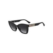 Zwarte Frame Donkergrijze Lens Zonnebril Moschino , Black , Unisex