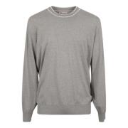 Lichtgrijze Sweater Girocollo M/L Brunello Cucinelli , Gray , Heren