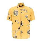 Arty Spiral Print Korte Mouw Overhemd Jacquemus , Yellow , Heren