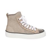 Gebreide Sneaker met Juweel Detail Brunello Cucinelli , Beige , Dames