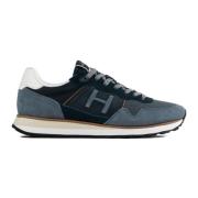 Luxe Suede Leather Mix Sneakers Hackett , Blue , Heren