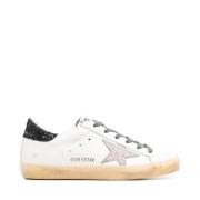 Superstar Witte Leren Sneakers met Glitter Golden Goose , White , Here...