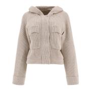 Hoodie met glanzend tabblad Brunello Cucinelli , Beige , Dames