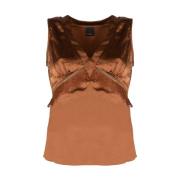 Kanten V-Hals Top Pinko , Brown , Dames