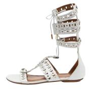 Pre-owned Leather sandals Aquazzura Pre-owned , White , Dames