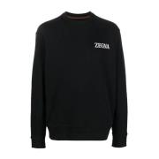 Zwart Logo Print Sweatshirt Ermenegildo Zegna , Black , Heren