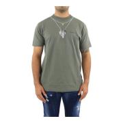 Heren Feathers Necklace Regular Tee Marcelo Burlon , Green , Heren