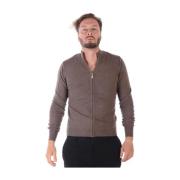 Klassieke Zip Cardigan Sweater Daniele Alessandrini , Brown , Heren