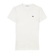 Casual Katoenen T-shirt voor vrouwen Lacoste , White , Dames
