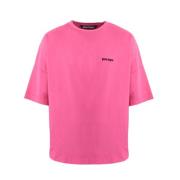 Heren Embroidered Logo T-Shirt Roze Palm Angels , Pink , Heren