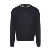 Blauwe Gebreide Kleding voor Heren Aw23 Emporio Armani , Blue , Heren