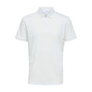 Witte Zip Polo Top Selected Homme , White , Heren