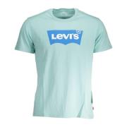 Lichtblauw Katoenen T-Shirt met Print Levi's , Blue , Heren