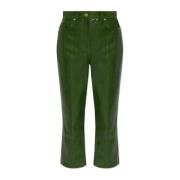 Leren broek Salvatore Ferragamo , Green , Dames