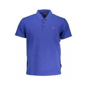 Blauw Katoenen Poloshirt met Borduursel Napapijri , Blue , Heren