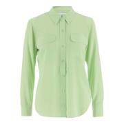 Luxe Zijden Groene Overhemd Equipment , Green , Dames
