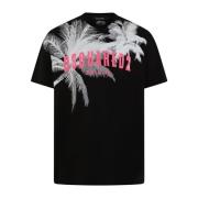 Heren Palms Slouch T-Shirt Zwart Dsquared2 , Black , Heren