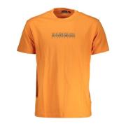 Stijlvol Katoenen T-shirt Napapijri , Orange , Heren