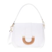 Handbag in white tumbled leather Baldinini , White , Dames
