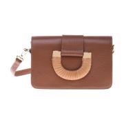 Clutch bag in tan tumbled leather Baldinini , Brown , Dames