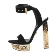 Pre-owned Suede sandals Versace Pre-owned , Black , Dames
