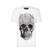 Witte Skull Kristal T-shirt Platinum Cut Philipp Plein , White , Heren