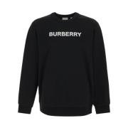 Zwarte Katoenen Sweatshirt met Lange Mouwen Burberry , Black , Heren