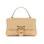 Beige Chevron Classic Leren Handtas Pinko , Beige , Dames