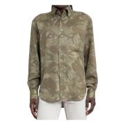 Groene Camouflage Print Vrijetijdsshirt Tom Ford , Green , Heren