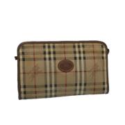 Pre-owned Leather clutches Burberry Vintage , Beige , Dames