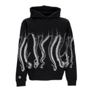 Outline Hoodie White/Black Streetwear Octopus , Black , Heren