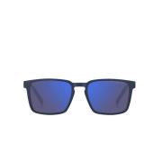Vierkante Acetaat zonnebril in mat blauw Tommy Hilfiger , Blue , Heren
