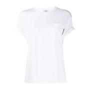 Korte Mouw Ronde Hals T-Shirts Brunello Cucinelli , White , Dames
