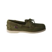 Handgemaakte Groene Leren Bootschoenen Sebago , Green , Heren