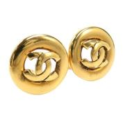 Pre-owned Metal earrings Chanel Vintage , Yellow , Dames