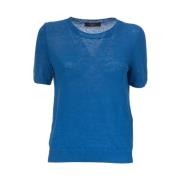 Zacht Linnen Gebreid Rib T-Shirt Max Mara Weekend , Blue , Dames