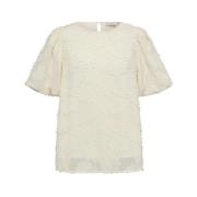 Blouse Fqcarmen Chiffon Jacquard Tofu Freequent , Beige , Dames