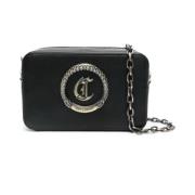 Zwarte schoudertas met metalen logo Just Cavalli , Black , Dames