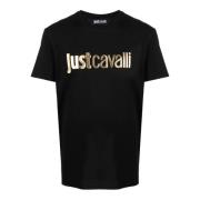 Zwarte T-shirt en Polo Collectie Just Cavalli , Black , Heren