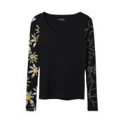 Round-neck Knitwear Desigual , Black , Dames