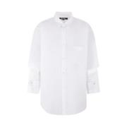 Witte Katoenen Shirt met Cut-Out Mouwen Comme des Garçons , White , He...
