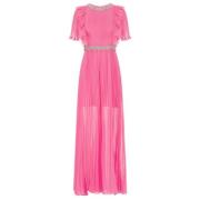 Roze Chiffon Geplooide Maxi Jurk Self Portrait , Pink , Dames