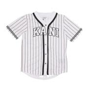 Pinstripe Baseball Shirt met knopen Karl Kani , White , Heren