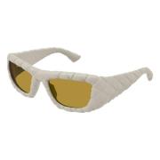 Rechthoekige witte zonnebril met geweven patroon Bottega Veneta , Whit...