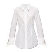 Katoenen shirt met logo Balmain , White , Dames