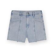 Lichtblauwe short met rafels Homage , Blue , Dames