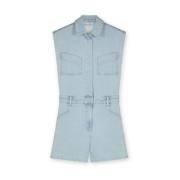 Lichtblauwe sleeveless denim playsuit Homage , Blue , Dames